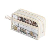 Astuccio per matite di grande capacità, organizer portatile per matite con cerniera, astuccio per matite, organizer per penne, per scuola universi, Colore crema, Consulte la descripción, Vedere la