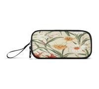 Astuccio per matite di grande capacità, per infermieri, per bambini, carino materiale scolastico, multifunzionale, fiori, narciso, callistephus, canna, beige