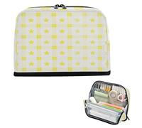 Astuccio per matite di grande capacità sacchetti di trucco sottile cancelleria astuccio per bambini forniture scolastiche a scacchi stelle giallo plaid bolsa de maquillaje para mujer