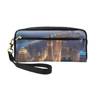 Astuccio per matite e trucchi con stampa di città notturna, per ragazze, studenti, cosmetici, per scuola, ufficio, viaggi