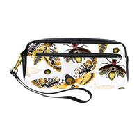 Astuccio per matite, falene volanti e insetti lucciole, astuccio in pelle PU con cerniera, per ragazzi e ragazze, articoli per la scuola e l'ufficio