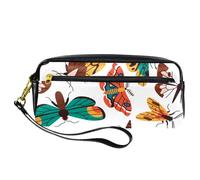 Astuccio per matite, farfalle e falene, astuccio per penne e penne, in pelle PU, con cerniera, per ragazzi e ragazze, per scuola e ufficio