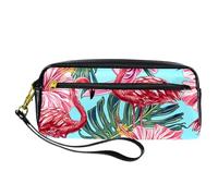 Astuccio per matite, fenicottero tropicale ibisco giungla congedo, astuccio portapenne in pelle PU con cerniera per ragazzi ragazze scuola e ufficio forniture