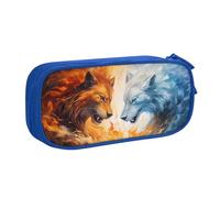 Astuccio per matite Fire Vs Ice Art, astuccio liscio con cerniera, astuccio portatile, grande borsa per cancelleria scolastica, borsa per trucchi, Blu, Taglia unica, Beauty Case