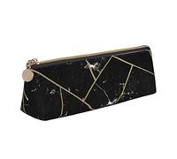 Astuccio per matite geometrico in marmo nero grigio Astuccio per cosmetici Astuccio per penne Triangolo in pelle Borsa portaoggetti Organizer per cancelleria con cerniera per ufficio per adulti