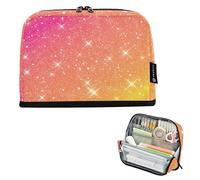 Astuccio per matite glitterato arancione con cerniera, grande astuccio per matite carino, per ragazze, personalizzabile, per scuola superiore e universitaria