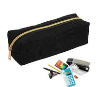 Astuccio per matite, grande capacità, per ragazze, con cerniera, organizer per cancelleria, righello, pennarelli, note adesive, lavoro, uso quotidiano, universit arte, Nero, Refer