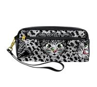 Astuccio per matite, grazioso astuccio con piccolo leopardo, in pelle PU, con cerniera, per ragazzi e ragazze, per scuola e ufficio