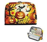 Astuccio per matite Halloween Lanterna Zucche Pipistrelli Grandi Sacchetti per matite Custodia con Cerniera Ragazze Teen Pen Pouch Boy Colorato College Preppy Scuola Forniture per ufficio