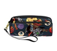 Astuccio per matite, Halloween, zucca, spaventapasseri, bulbo oculare, astuccio per penne e caramelle, in pelle PU, con cerniera, per ragazzi e ragazze, per scuola e ufficio