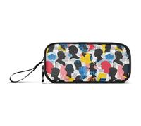Astuccio per matite in nylon con cerniera, grande capacità, con sagoma di persone, Art Street, astuccio per cancelleria, per ufficio e ragazze adolescenti
