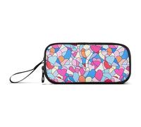 Astuccio per matite in nylon con motivo anime in vetro colorato con cuore per San Valentino, grande capacità, astuccio per penne a rete, cancelleria per la scuola per ragazzi e ragazzi delle scuole