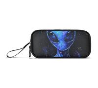 Astuccio per matite in nylon nero con alieni scintillanti, per ragazze, ad alta capacità, per ragazze, cancelleria scolastica per scuola e bambini