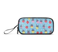 Astuccio per matite in nylon rosso blu con coniglietti pasquali per bambini di grande capacità astuccio per matite cancelleria per preppy elementare