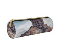 Astuccio per matite in pelle blu cammello blu astuccio per matite organizer per cancelleria portamatite borsa per trucco con chiusura a cerniera, Chiesa armena, Taglia unica, Astuccio per trucchi