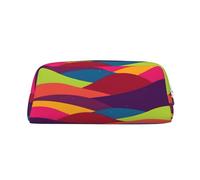 Astuccio per matite in pelle con motivo a onde colorate, elegante e pratico, per studenti, perfetto per ufficio e scuola, Argento, Taglia unica, Astuccio per trucchi