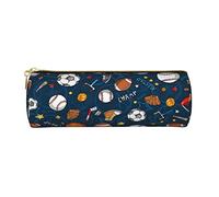 Astuccio per matite in pelle stampata con gioco di baseball sportivo, astuccio per matite e cosmetici, borsa da ufficio per uomini e donne, Sport Baseball Gioco, Taglia unica