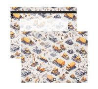Astuccio per matite in plastica robusta cartella per raccoglitori a 3 anelli, confezione da 2 pezzi, per studenti, costruzioni di classe, diga, gru, betoniera, camion