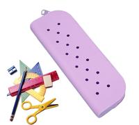 Astuccio per matite in silicone - Astuccio impermeabile con fori e capacità - Simpatico astuccio portatile per prodotti per la cura della pelle, astuccio morbido per casa, scuola, Tromba viola puro