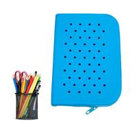Astuccio per matite in silicone - Astuccio impermeabile con fori e capacità - Simpatico astuccio portatile per prodotti per la cura della pelle, astuccio morbido per casa, scuola, Grande blu puro