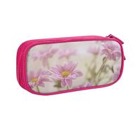 Astuccio per matite in stile retrò con stampa di fiori rosa, astuccio per trucchi e gioielli, scatola portatile da viaggio per gioielli, nero, rosa, Taglia unica, Astuccio portamatite