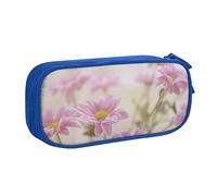 Astuccio per matite in stile retrò con stampa di fiori rosa, astuccio per trucchi e gioielli, scatola portatile da viaggio per gioielli, nero, Blu, Taglia unica, Astuccio portamatite