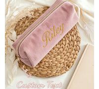 Astuccio per matite in velluto a coste personalizzato con nome, borsa per il trucco a righe personalizzata con nome, astuccio per matite con cerniera di grande capacità, forniture scolastiche per stud