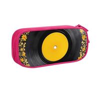 Astuccio per matite in vinile per ragazzi e ragazze con fiori e CD, grande astuccio per penne da scrivania, organizer per cancelleria, astuccio per scuola e ufficio, borsa per il trucco con cerniera