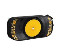 Astuccio per matite in vinile per ragazzi e ragazze con fiori e CD, grande astuccio per penne da scrivania, organizer per cancelleria, astuccio per scuola e ufficio, borsa per il trucco con cerniera