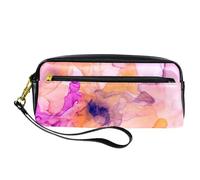 Astuccio per matite, inchiostro rosa effetto marmo, astuccio per penne in pelle PU con cerniera, per ragazzi e ragazze, articoli per la scuola e l'ufficio