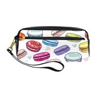 Astuccio per matite, macarons di vari gusti, astuccio in pelle PU con cerniera, per ragazzi e ragazze, per scuola e ufficio