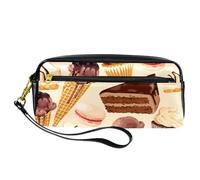 Astuccio per matite, matite, torte al cioccolato, gelati, macaron, astuccio in pelle PU con cerniera, per ragazzi e ragazze, articoli per la scuola e l'ufficio