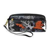 Astuccio per matite, motivo albero morto di Halloween, in pelle PU, con cerniera, per ragazzi e ragazze, per scuola e ufficio