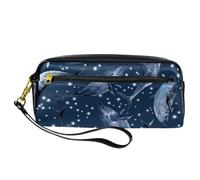 Astuccio per matite, motivo: balena nel cielo stellato, astuccio in pelle PU con cerniera, per ragazzi e ragazze, per scuola e ufficio