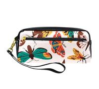 Astuccio per matite, motivo farfalla e falena, astuccio portapenne in pelle PU con cerniera, per ragazzi e ragazze, articoli per la scuola e l'ufficio