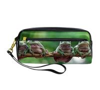 Astuccio per matite, motivo rana bianca australiana con albero seduto su un ramo, astuccio per cancelleria in pelle PU con cerniera, per ragazzi e ragazze, articoli per la scuola e l'ufficio