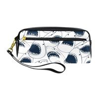 Astuccio per matite, motivo squalo arrabbiato con apertura a bocca, astuccio in pelle PU con cerniera, per ragazzi e ragazze, per scuola e ufficio