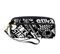 Astuccio per matite, musica rock grunge con astuccio per chitarra, astuccio in pelle PU con cerniera, per ragazzi e ragazze, articoli per la scuola e l'ufficio