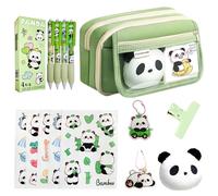 Astuccio per matite Panda per ragazzi e ragazze, 2 tasche verdi a forma di panda per la scuola, astuccio per matite, organizer per la scuola, per la scuola Aesthetic Clean Girl., Avanzato, Animale