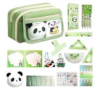 Astuccio per matite Panda per ragazzi e ragazze, 2 tasche verdi a forma di panda per la scuola, astuccio per matite, organizer per la scuola, per la scuola Aesthetic Clean Girl., Stile immagine