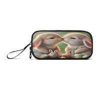 Astuccio per matite pasquale con conigli, astuccio in tela, astuccio per bambini