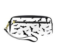 Astuccio per matite, penne a mosca con pipistrelli, in pelle PU, con cerniera, per ragazzi e ragazze, per scuola e ufficio