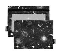 Astuccio per matite per adolescenti con finestra trasparente nero gotico Tarocchi astrologia astuccio con cerniera finestra trasparente e occhielli Cartelle tascabili per 3 organizzatori scolastici e