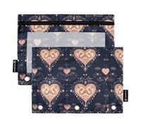 Astuccio per matite per adolescenti con finestra trasparente nero oro romantico amore San Valentino morbido astuccio trasparente finestra e occhielli 3 anelli raccoglitori cartelle per riporre