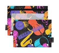 Astuccio per matite per bambini con finestra trasparente colorato alla moda personalizzato graffiti borse per matite grande capacità 3 anelli tasca raccoglitore per forniture per ufficio multicolore 2
