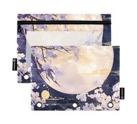 Astuccio per matite per bambini con finestra trasparente viola luna notte astuccio con cerniera occhielli rinforzati in pollici raccoglitori 3 anelli per forniture per ufficio multicolore 2 pezzi