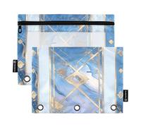 Astuccio per matite per bambini con finestra trasparente Western Magic Blue Gem grande astuccio trasparente con finestra e occhielli cartelle tascabili per 3 per riporre studenti scolastici forniture