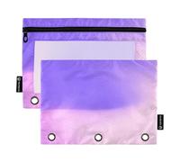 Astuccio per matite per bambini per 3 raccoglitori ad anelli, portapenne con cerniera, per la scuola, con bella texture liscia, 24,9 x 18 cm, confezione da 2