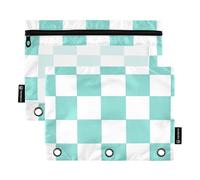 Astuccio per matite per raccoglitore a 3 anelli con finestra trasparente verde e bianco a quadri americani grandi sacchetti per matite con cerniera occhielli rinforzati raccoglitore a 3 fori per