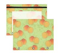 Astuccio per matite per raccoglitori a 3 anelli, astuccio trasparente con finestra superiore, grande capacità, per ufficio e scuola, confezione da 2 pezzi, motivo frutta gialla albicocca